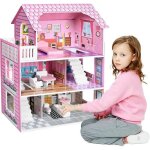 Maison de poupée - naizy - manoir de poupées 3 étages - meublée - 70x60x24 cm - pour enfants à partir ... Maison de poupée - naizy - manoir de poupées 3 étages - meublée - 70x60x24 cm - pour enfants à partir ...
