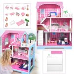 Maison de poup�e en bois - suusolny - villa de poup�e 3 �tages - meuble - cadeau fille