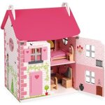 Maison de poupes mademoiselle - janod - bois - 3 tages - accessoires en bois