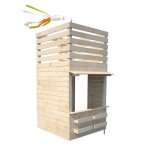Cabane tour en bois avec comptoir et bac � sable shopping
