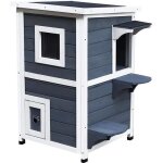 Maisonnette pour chat sur pied 2 niveaux - toit ouvrant bitumé - bois sapin pré - huilé peint gris blanc ... Maisonnette pour chat sur pied 2 niveaux - toit ouvrant bitumé - bois sapin pré - huilé peint gris blanc ...