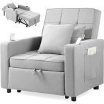 Makika fauteuil convertible lit tommy pliable avec porte - boisson en gris clair