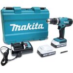 Makita coffret perceuse visseuse  percussion 18 v li - ion 15 ah  13 mm hp457dwe
