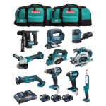 Makita kit mk1004 (dhp484 + dtd154 + dhr171 + dga504 + djr183 + dbo180 + djv182 + dhs680 + dml801 + dkp180 ...