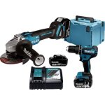 Perceuse - visseuse  percussion sans fil - makita - 18v - 3 batteries - 50 nm - professionnelle