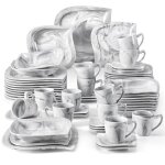 Malacasa assiette srie elvira 60 pices service de table porcelaine marbre le dessin de motif deau grise ...