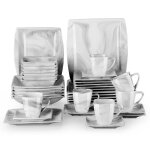 Malacasa s�rie blanc service de table complet en porcelaine de 36 pi�ces - gris