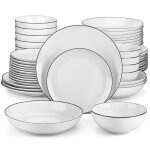 Malacasa vaisselle amelia - bt 48 pièces service complet de table rond en porcelaine avec bord noir pour ... Malacasa vaisselle amelia - bt 48 pièces service complet de table rond en porcelaine avec bord noir pour ...