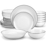 Malacasa vaisselle amelia - bt service complet de table 24 pièces rond en porcelaine avec bord noir pour ... Malacasa vaisselle amelia - bt service complet de table 24 pièces rond en porcelaine avec bord noir pour ...