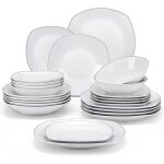 Malacasa vaisselle elisa - st service complet de table 24 pices pour 6 personnes avec bord argent - ...
