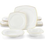 Malacasa vaisselle srie rafa - gt 16 pices service complet de table en porcelaine avec bord dor pour ...