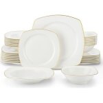 Malacasa vaisselle srie rafa - gt 32 pices service complet de table en porcelaine avec bord dor pour ...