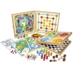 Malette coffret bois jeux de societe classiques 80 regles (16 chevaux 4 oies 40 dames jetons 5 des) - ...