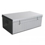 Malle de rangement en acier inoxydable - pierre henry - 55x100 - gris - style vintage Malle de rangement en acier inoxydable - pierre henry - 55x100 - gris - style vintage