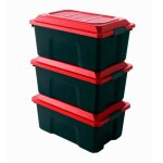 Lot de 3 malles de rangement en plastique 40l avec couvercle clipsable locker Lot de 3 malles de rangement en plastique 40l avec couvercle clipsable locker