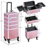 Mallette maquillage  roulettes - vanity dtachable - 4 en 1 aluminium - trolley comestique professionnel ...
