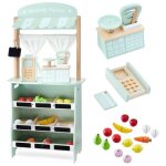 Mamabrum marchande enfant & thtre en bois 97 * 48 * 24 cm - 2en1 grand stand vendeur - caisse balance ...