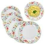 Assiettes plates - mambocat - variant fleurs - set de 6 - porcelaine durable - d�cor floral color�