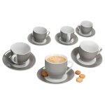 Set de tasses � caf� - mambocat - variant - 6 pi�ces - porcelaine - gris