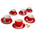 Set de tasses � caf� - mambocat - variant rouge - 6 pi�ces - porcelaine - compatible lave - vaisselle ...