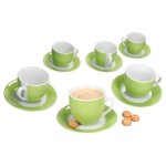 Set de tasses � caf� - mambocat - variant - 6 pi�ces - porcelaine - vert