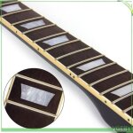 Manche de guitare - v geby - lp - rable - finition noire brillante - incrustation dormeau blanc