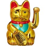 Relaxdays maneki - neko chat chinois porte - bonheur 16 cm asie chine japon thailande or dor