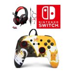 Manette de jeu - nintendo - switch pok�mon pikachu miaouss meowth - filaire - rouge - c�ble usb d�tachable ...