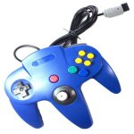 Manette de jeu pour nintendo 64 - contr�leur filaire � vibrations pour jeux classiques - bleu