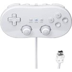 Manette classic pro blanche pour nintendo wii / wii u ? style rtro ? compatible wiiware ? cble 120 ...