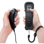 Manette de jeu - wii - wiimote noire - sans fil - cas silicone inclus - nunchunk