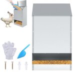 Mangeoire automatique pour poules - xmtech - acier galvanis - 23 kg - anti nuisible impermable - argent ...