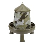 Mangeoire poule en plastique eco 4kg camouflage avec pieds - gaun vert