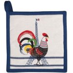 Manique recycl� - winkler - 100% coton - french cocorico - 20x20cm - �cru / bleu