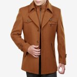 Manteau caban classique homme en laine funmoon - camel - pardessus dhiver epais