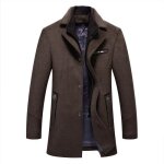 Manteau caban homme en laine - funmoon - hiver - marron