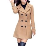 Manteau caban en laine  double boutonnage pour femme - funmoon - kaki