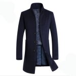 Manteau caban en laine longue pour homme - bleu marine