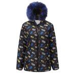Manteau caban pardessus dhiver pour femmes funmoon - imprim� coton long � capuche - bleu
