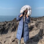 Manteau caban pardessus pour femme funmoon - chaud  capuchon pais long - couleur bleu