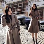 Manteau caban pardessus femmes dhiver lapel trench veste manches longues outwear - funmoon