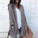 Manteau caban pardessus femmes mesdames chaud artificielle poche manteau laine veste dhiver - funmoon ...