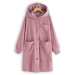 Manteau caban pardessus femmes oversize manches longues bouton casual capuche poche veste - funmoon