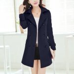 Manteau caban pardessus femme slim coupe - vent double boutonnage long trench veste outwear - funmoon ...