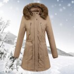 Manteau caban pardessus hiver chaud femmes capuche taille coulisse veste coton poche - funmoon