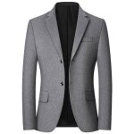 Manteau caban pardessus homme hiver poche bordures bouton dor gris