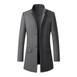 Manteau caban pardessus trench casual hommes funmoon - gris