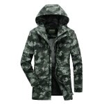 Manteau camouflage homme mi longue  capuche veste zippee fashion pour printemps et automne