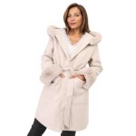 Manteau à capuche - manteaux - beige - manches fourrées - 100% polyester - taille s / m Manteau à capuche - manteaux - beige - manches fourrées - 100% polyester - taille s / m