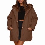 Manteau à capuche boutonné - marque - modèle - couleur unie - chaud - manches longues Manteau à capuche boutonné - marque - modèle - couleur unie - chaud - manches longues